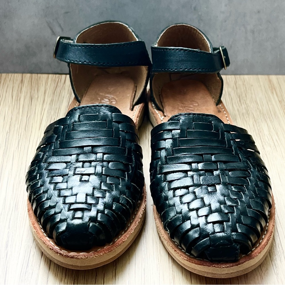 Leather Black Huarache Flats - Picture 7 of 8
